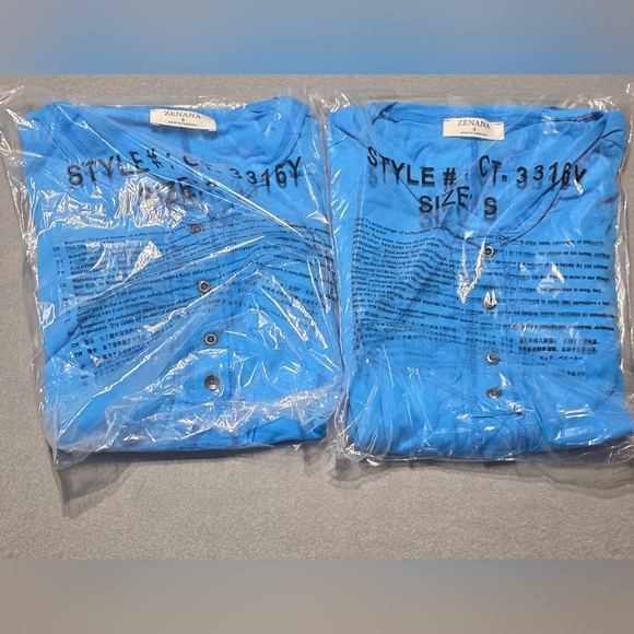 Zenana NEW In Bag Deep Sky Blue Long Sleeve Tee Size Small PTP 20 - Picture 5 of 6